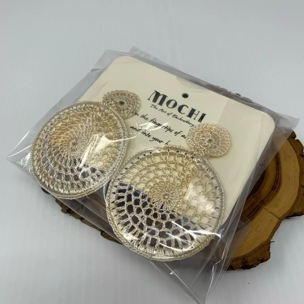 Mochi Earrings Crochet Hoop Pierced Dreamcatcher Boho